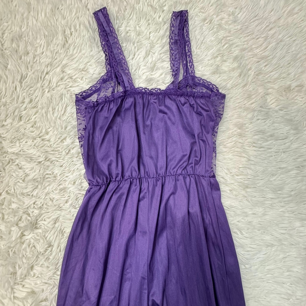 Vintage Purple Lace Jumpsuit Nylon Sheer Wide Leg 70s Disco Boho Made USA M - Picture 6 of 13